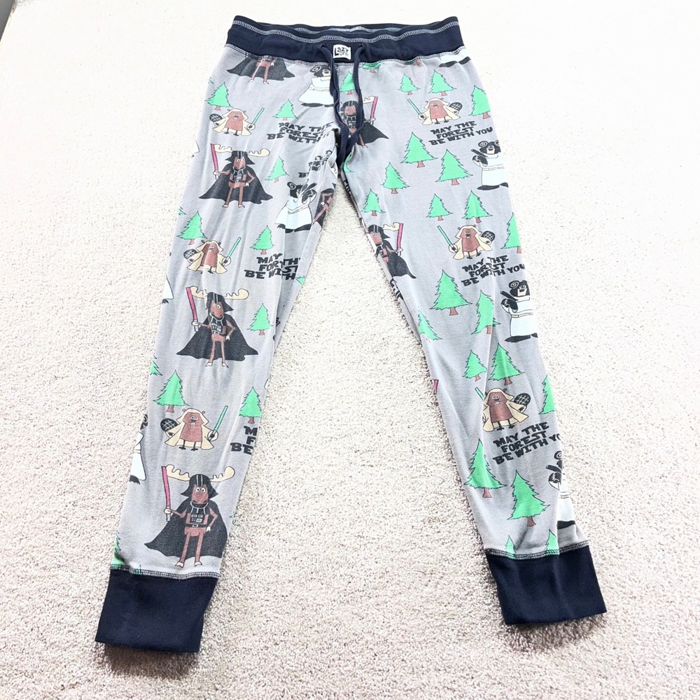 Lazy One Pajama Pants Kids XL Grey May the Forest Be With You Star Wars Parody‎